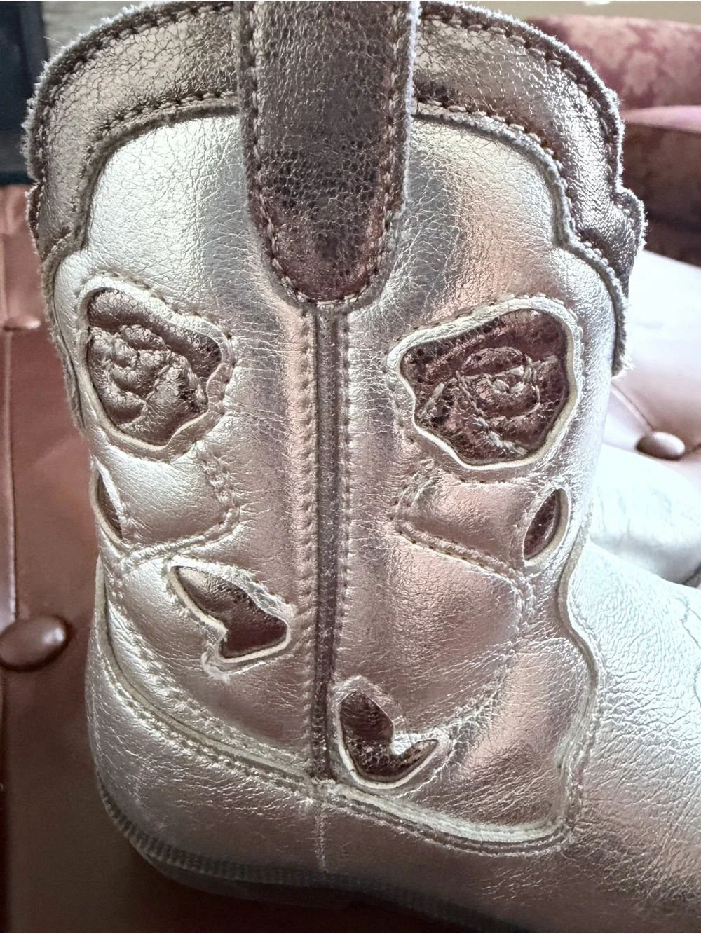 Zara Metallic Silver Girls' Cowboy Boots